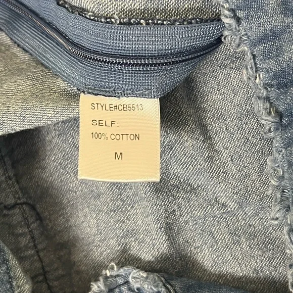 4SI3NNA | High rise cotton wide leg cropped chambray pants size medium - Picture 12 of 14